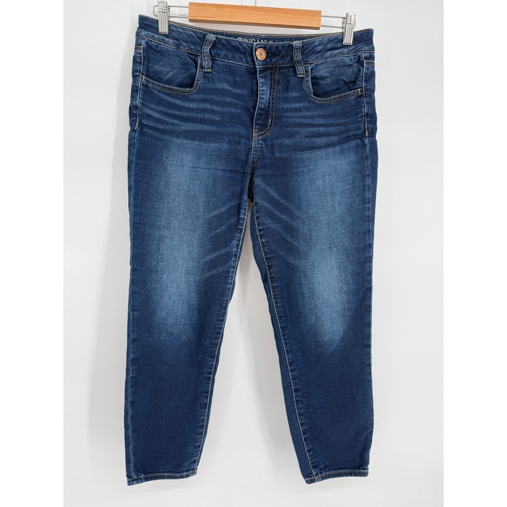 American Eagle Outfitters Jegging Crop Jeans Dark Wash Super Stretch Sz 8‎ Reg